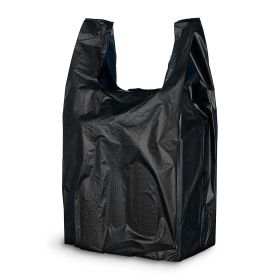 Pack of 2000 Black Plastic Bags 6 x 3 x 12. Plain Carry-Out T-Shirt Bags 6x3x12. Thickness 0.65 mil. Unprinted Shopping Bags. Handled Polyethylene Bag