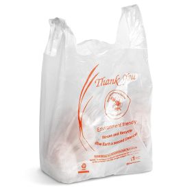 Pack of 1000 Thank You Plastic Bags 12 x 6 x 22. Carry-Out T-Shirt Bags 12x6x22; Thickness 13 Micron. Reusable Preprinted Shopping Bags. Durable Poly