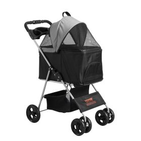 VEVOR Pet Stroller, 4 Wheels Dog Stroller Rotate with Brakes, 35lbs Weight Capacity, Puppy Stroller with Detachable Carrier