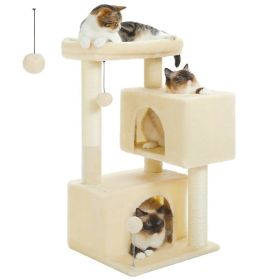 31.5" Cat Tree Cat Tower with Dual Large Condos for Kittens and Medium Size Cats,Beige