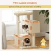 31.5" Cat Tree Cat Tower with Dual Large Condos for Kittens and Medium Size Cats,Beige