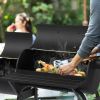 Barrel Charcoal Grill with Offset Smoker, All Metal Outdoor Smoker with Side Table and Wheels for Outdoor Garden Patio and Backyard Cooking