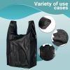 Pack of 500 Black Plastic Bags 12 x 7 x 23. Plain Carry-Out T-Shirt Bags 12x7x23. Thickness 0.6 mil. Unprinted Shopping Bags. Handled Polyethylene Bag