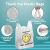 Pack of 800 Thank You Plastic Bags 11.5 x 6.5 x 22. Carry-Out T-Shirt Bags 11 1/2 x 6 1/2 x 22; Thickness 0.55 mil. Preprinted Shopping Bags. Poly Bag