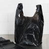 Pack of 500 Black Plastic Bags 12 x 7 x 23. Plain Carry-Out T-Shirt Bags 12x7x23. Thickness 0.6 mil. Unprinted Shopping Bags. Handled Polyethylene Bag