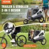 VEVOR Dog Bike Trailer, Supports up to 100 lbs, 2-in-1 Pet Stroller Cart Bicycle Carrier, Easy Folding Cart Frame with Quick Release Wheels