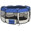 Foldable Dog Playpen with Carrying Bag Blue 49.2"x49.2"x24"