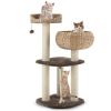 41 Inch Rattan Cat Tree with Napping Perch