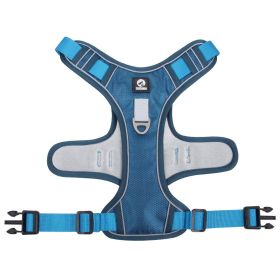 dog Harnesses; Cross border New Pet Towing Rope Vest Large Dog Chest Strap Reflective Explosion proof Flushing Dog Towing Rope (Specification (L * W): L, colour: Lake blue)