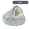 Luxurious Plush Round Cat Bed Cat Bed Round Soft Plush Burrowing Cave Hooded Cat Bed Donut For Dogs Cats - Semi-Enclosed For Cozy Warmth