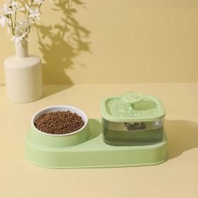 Cat Water Dispenser and Feeding Bowl 2-in-1 (Color: Green)