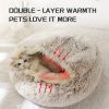 Luxurious Plush Round Cat Bed Cat Bed Round Soft Plush Burrowing Cave Hooded Cat Bed Donut For Dogs Cats - Semi-Enclosed For Cozy Warmth