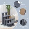 24 Inch 4-Step Pet Stairs Carpeted Ladder Ramp Scratching Post Cat Tree Climber