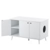 Litter Box Enclosure, Cat Litter Box Furniture with Hidden Plug, 3 Doors,Indoor Cat Washroom Storage Bench Side Table Cat House