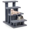 24 Inch 4-Step Pet Stairs Carpeted Ladder Ramp Scratching Post Cat Tree Climber